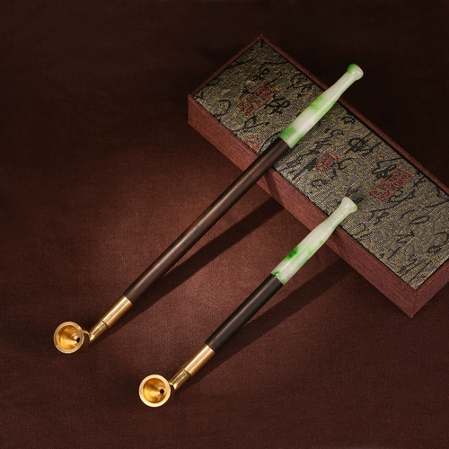 Расширенный дизайн ручной работы старый нефрит черный дерево деревянный стержень сухой дым сумки старой в стиле чистого медного подарка
