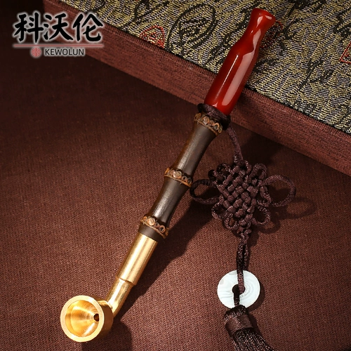 Оригинальная бамбуковая старомодная медная ониксовая курительная трубка ручной работы, подарок на день рождения