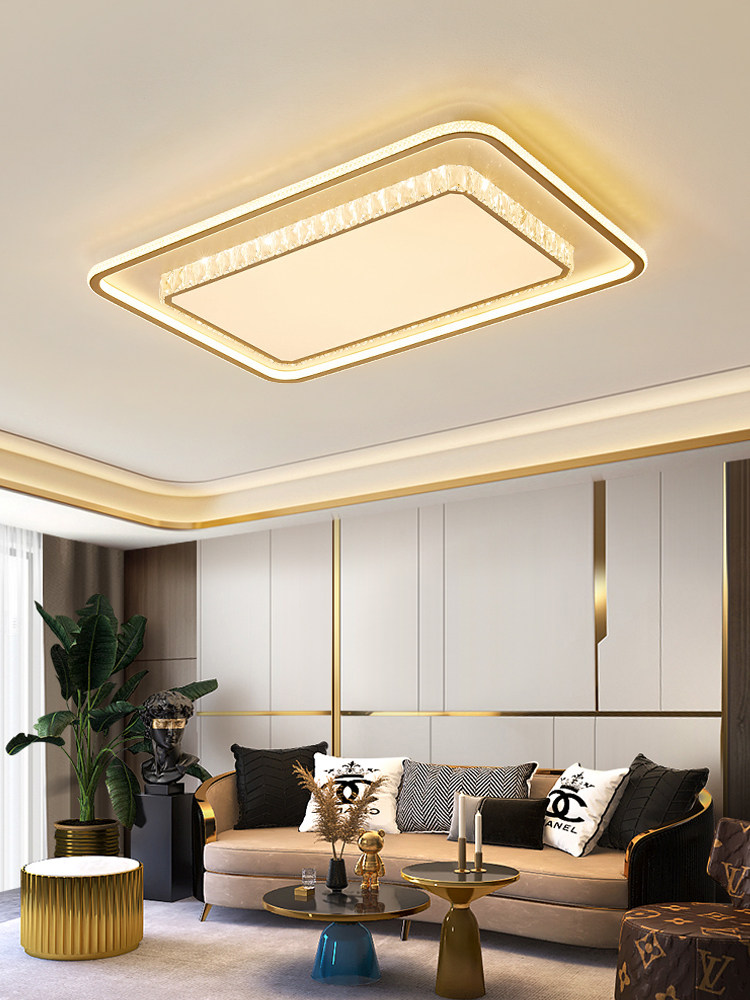 Crystal Lamp, Living Room Ceiling Lamp, Light Luxury Bedroom Lamp, Rectangular Main Lamp, Extra Bright, Zhongshan Lighting Factory Direct Sales Flagship Store