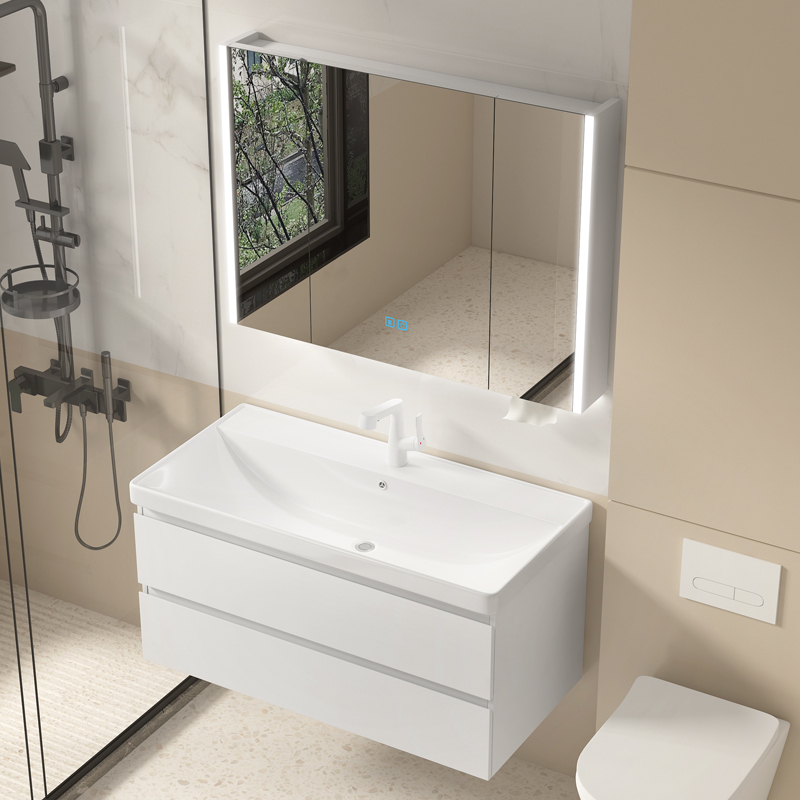 Bathroom Cabinet Set 75cm White Smart Mirror Bathroom Sink Washbasin Integrated Large Basin Ceramic Washbasin Bathroom Cabinet Set 75cm White Smart Mirror Bathroom Sink Washbasin Integrated Large Basin Ceramic Washbasin