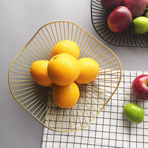 Modern Creative Fruit Pan Living Room Home Tea Table Water Fruit Basket Containing Basket Mesh Red High End Delicate Iron Art Fruit Basin