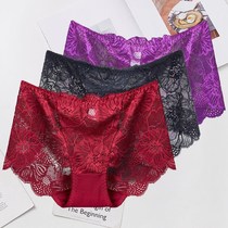 (Beautifully 3 dress) lace underpants women feel breathable overplay and waist-high waist-to-hip lady big code underpants