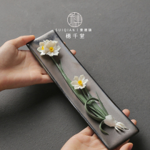 Suiqiantang hand-pinched orchid line incense burner Creative incense insert board incense holder Incense holder Incense holder Incense decorative ornaments