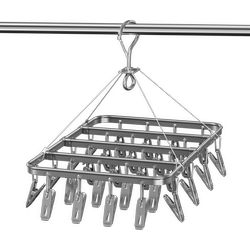 Stainless Steel Sock Drying Rack, Baby Clothes Drying Hanger, Aluminum Alloy Multi-Clip Underwear Hook, Household Balcony Gadget