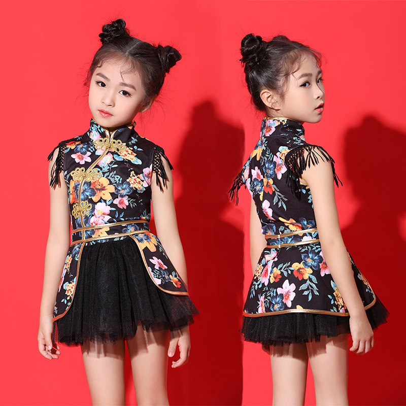 Children's performance costumes Chinese style fashion personality retro cheongsam dance clothes T stage girls model catwalk performance clothes