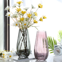 Nordic light luxury glass vase transparent modern simple creative flower arrangement Rich bamboo lily living room ornaments Home furnishing