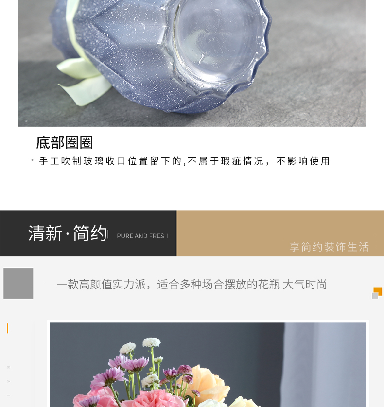 Bình thủy tinh mờ Bắc Âu ánh sáng sang trọng văn hóa nước cây xanh cây bình hoa khô lily tươi phòng khách trang trí đồ trang trí - Vase / Bồn hoa & Kệ giỏ cắm hoa