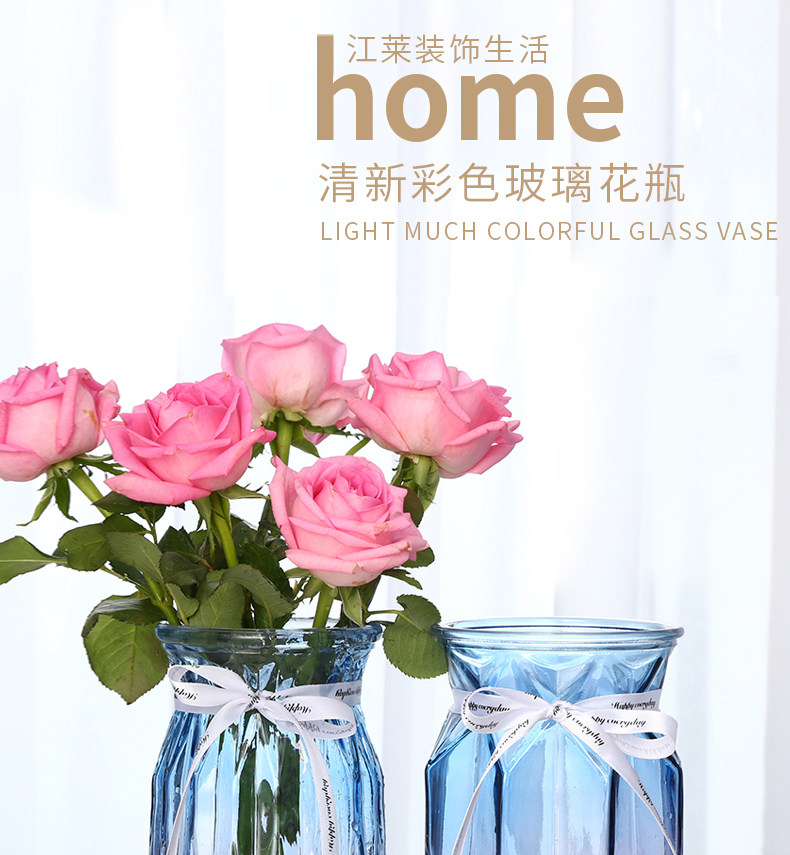 花瓶花器 花瓶2個 玻璃花瓶彩色歐式客廳創意擺件插花玫瑰水培透明家多色小屋 知秋3c 可開發票 Yahoo奇摩拍賣