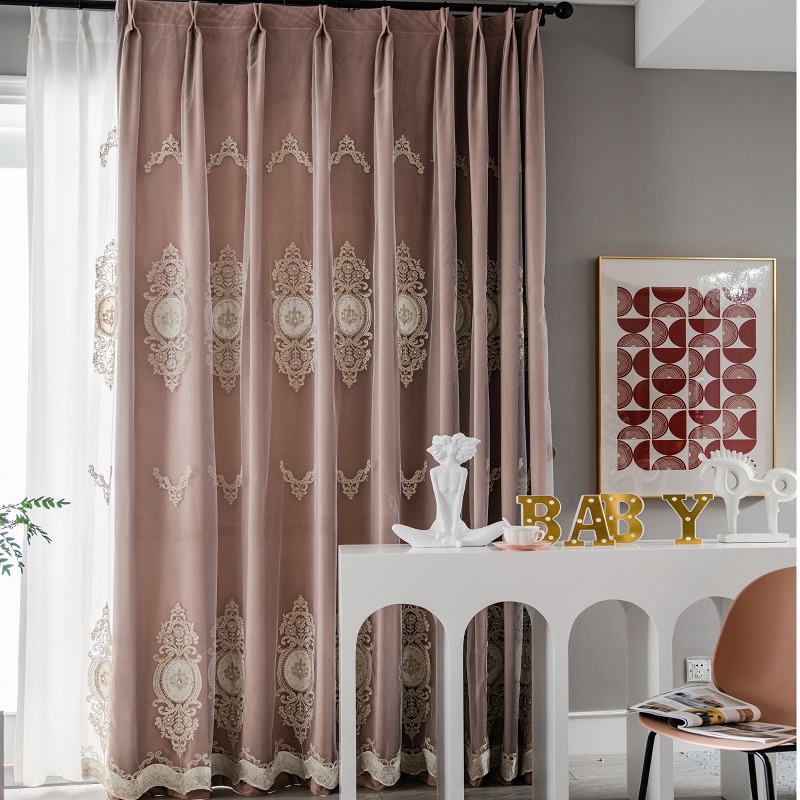 2022 new shading cloth yarn integrated method type curtain modern living room bedroom balcony double layer upscale embroidered yarn curtain