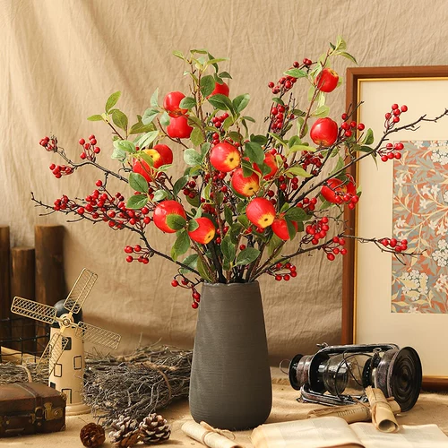 Симуляция фруктов маленькие яблочные ветви фальшивые фрукты с листовой пастой гостиная.