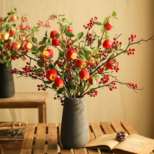 Симуляция фруктов маленькие яблочные ветви фальшивые фрукты с листовой пастой гостиная.