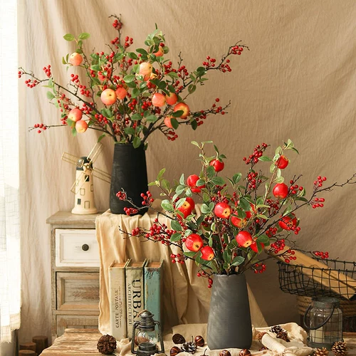 Симуляция фруктов маленькие яблочные ветви фальшивые фрукты с листовой пастой гостиная.