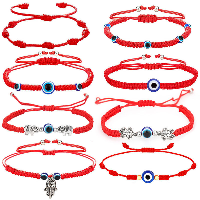 Hot-Selling 7-Knot Braided Red String Bracelet for Women with Evilhamsa Palm Eye Evil Eye Pendant Bracelet Hot-Selling 7-Knot Braided Red String Bracelet for Women with Evilhamsa Palm Eye Evil Eye Pendant Bracelet