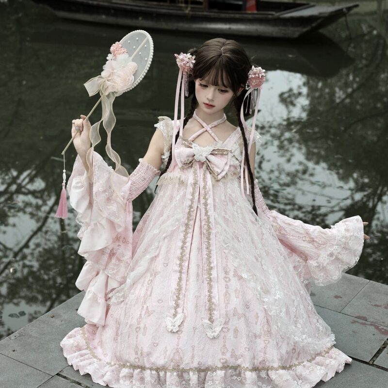 【Fuyao】Yingling~Original Design Lolita Dress Chinese Style High-Waisted Jsk Suspender Dress Princess Dress 【Fuyao】Yingling~Original Design Lolita Dress Chinese Style High-Waisted Jsk Suspender Dress Princess Dress