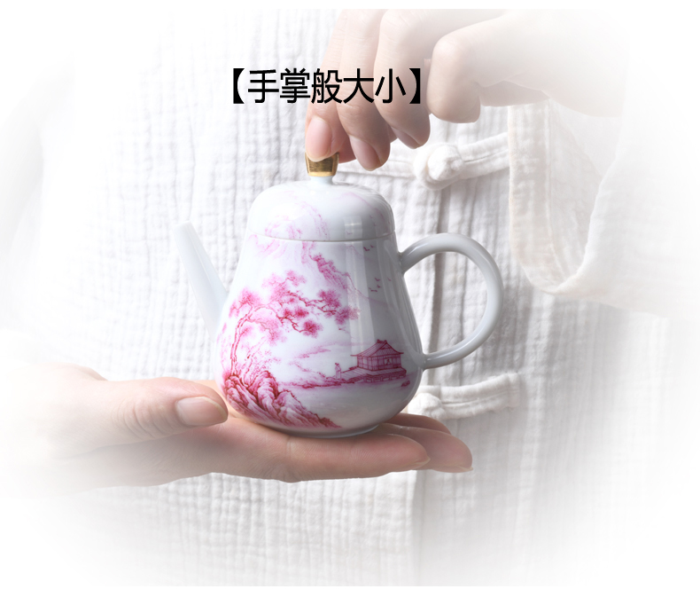 Travel kung fu tea set manual tire agate hongshan xu ink ink color hand - made paint portable a pot of four cups