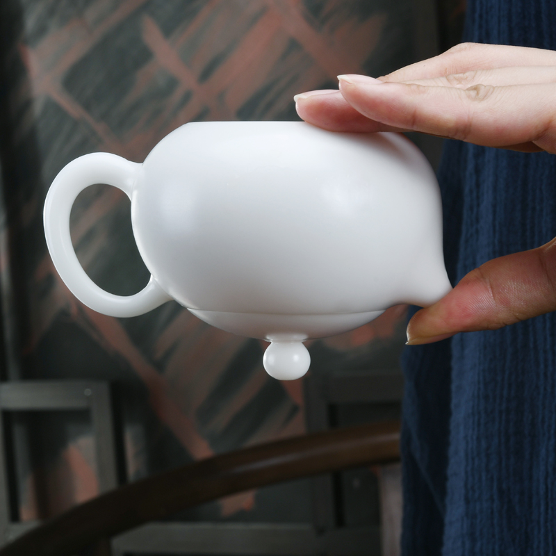 Xu dehua manual ink pigment to burn white porcelain jade porcelain teapot domestic large single pot of filtration kung fu tea kettle