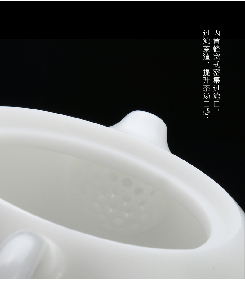 Xu dehua manual ink pigment to burn white porcelain jade porcelain teapot domestic large single pot of filtration kung fu tea kettle