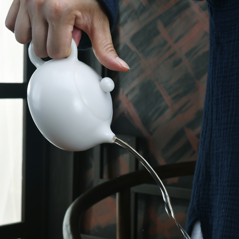 Xu dehua manual ink pigment to burn white porcelain jade porcelain teapot domestic large single pot of filtration kung fu tea kettle