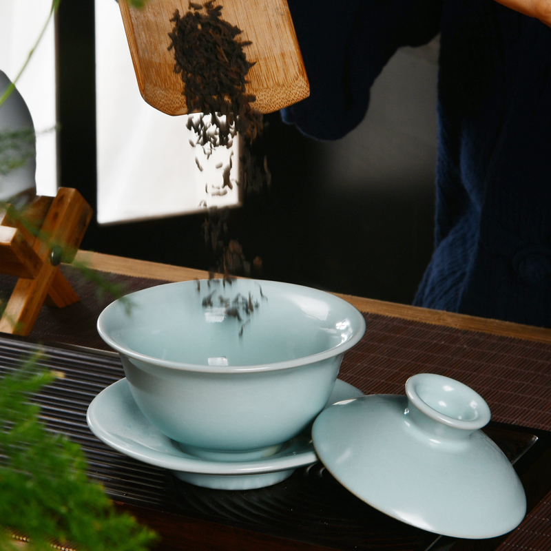 Xu ink three tureen slicing can only keep your up with retro single tureen tea hand celadon hand grasp tureen tea bowl