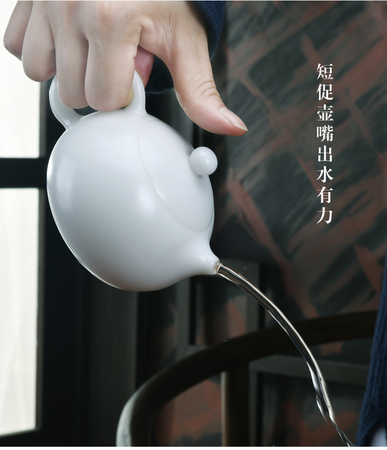 Xu dehua manual ink pigment to burn white porcelain jade porcelain teapot domestic large single pot of filtration kung fu tea kettle