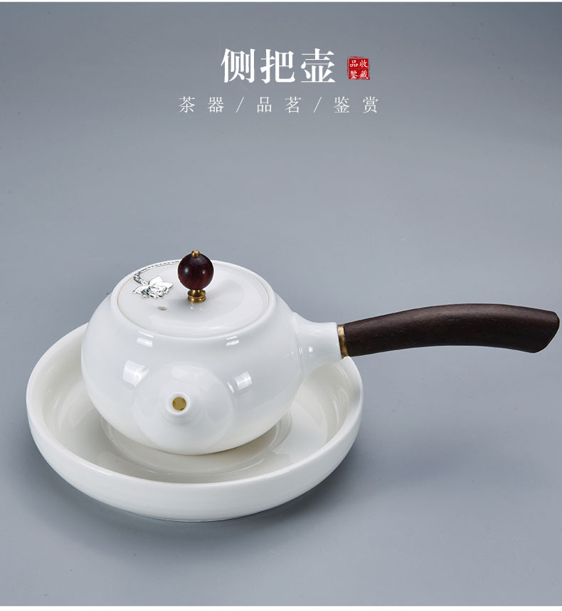 Xu dehua white porcelain ink suet jade inlay silver tea set household contracted ceramic office kung fu tea cups