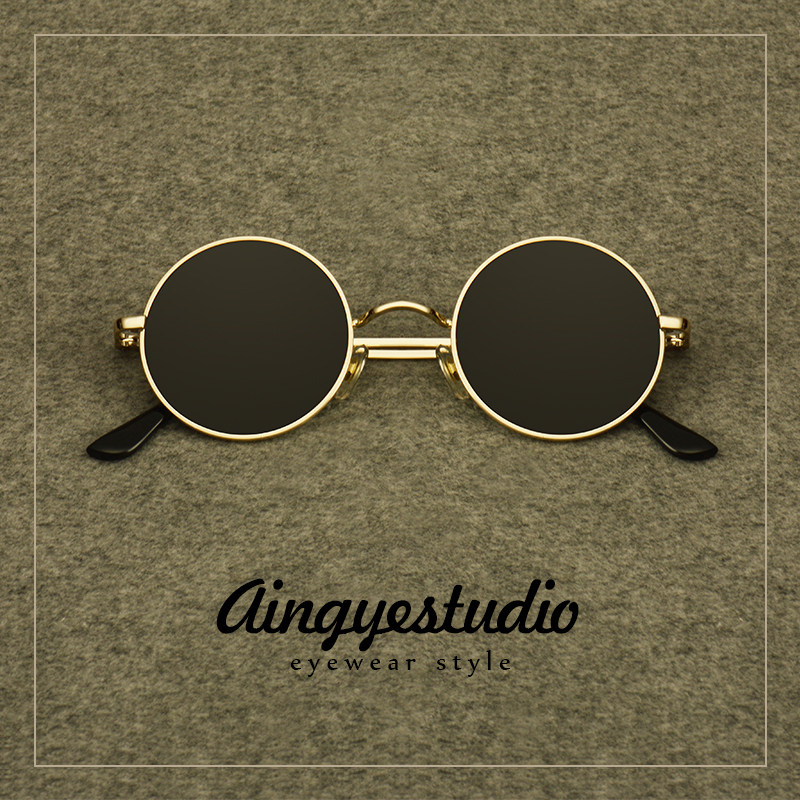 男性用丸型サングラス、レトロスタイル、ドライビング偏光サングラス、クールでスタイリッシュな小型丸型フレームのプリンススタイルメガネ（新郎付添人用）、女性用メガネ