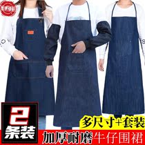  Canvas apron thickened wear-resistant work labor insurance household kitchen denim material cotton and hemp electric welding men and women factory anti-fouling