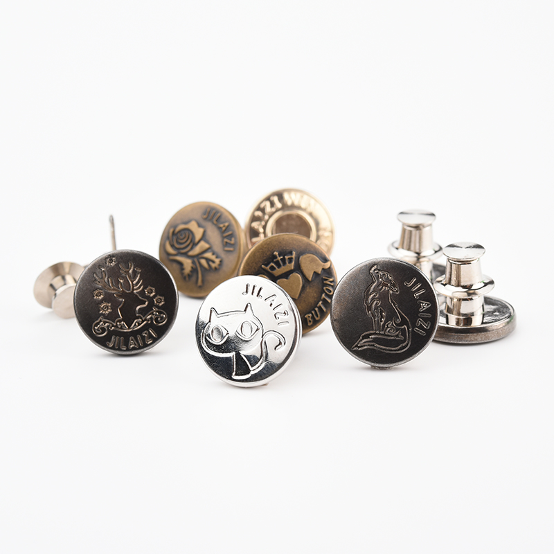 Adjustable jeans buttons Pants change waist size Round metal buttons Versatile nail-free removable buttons