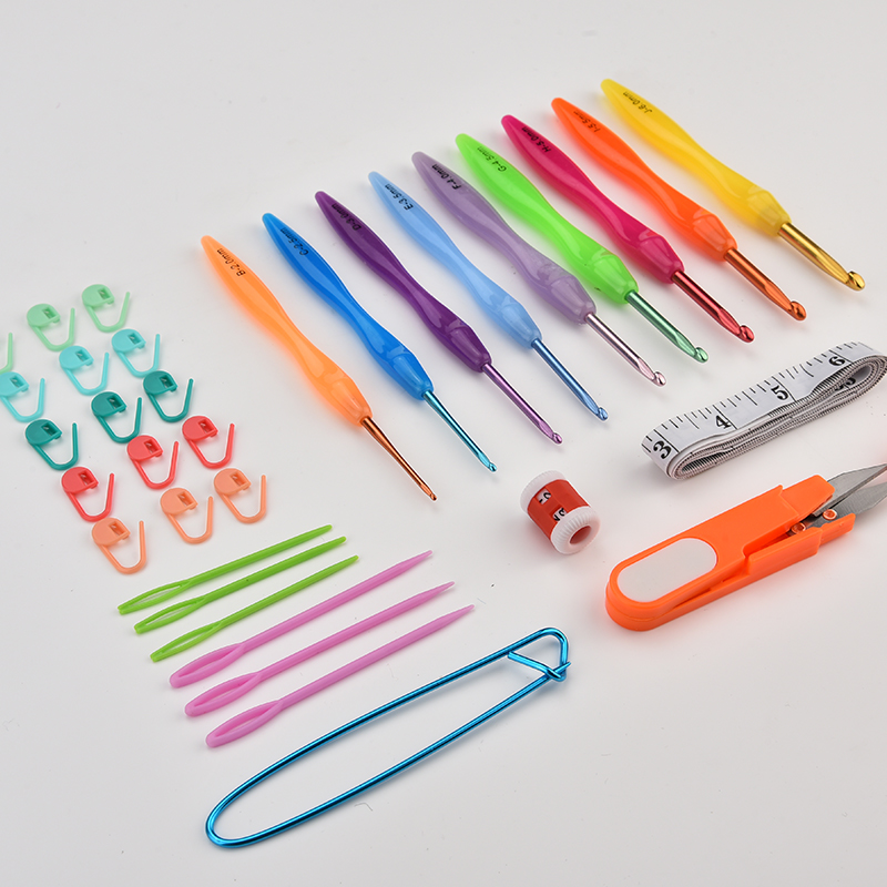 Household hook needle braided wool metal stainless steel tool set Color handmade wool buckle translucent
