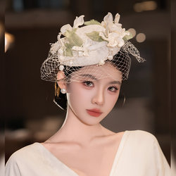 새로운 스타일 신부 헤어 액세서리 프랑스 레트로 메쉬 모자 고품질 우아한 웨딩 드레스 사진 스타일 헤드 기어