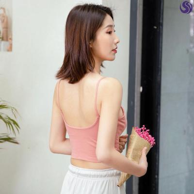 Metropolitan Sexy Liman No Woman Underwear Outside Wearing Sexy Dew-Cord One-piece Pure Cotton Beauty Back Steel Ring Harness Vest 
