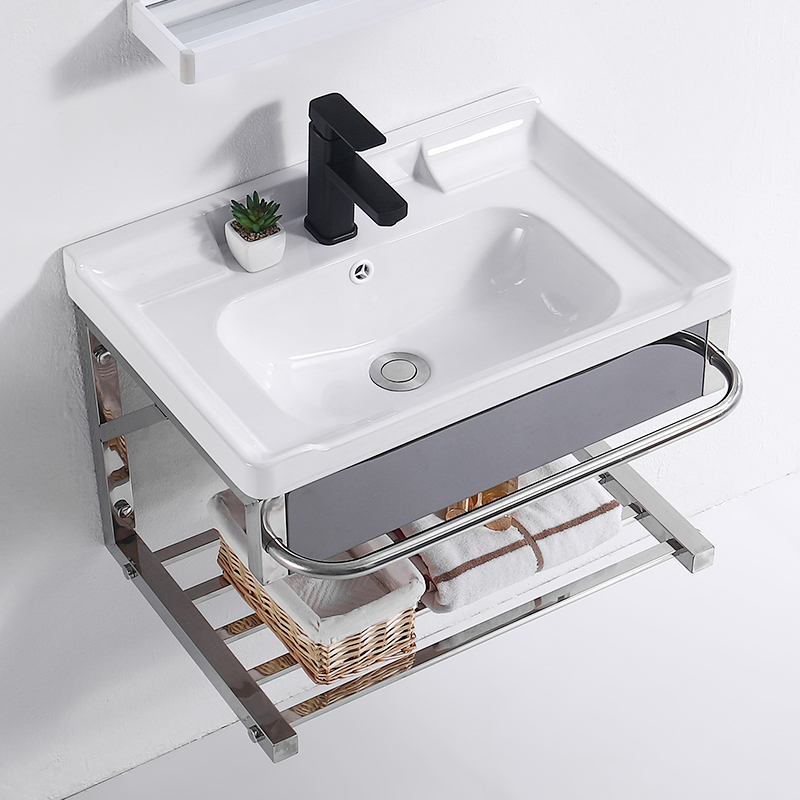 Simple Wall-mounted Washbasin Stainless Steel Bracket Small Size Washbasin Mini Square Makeup Room Wash Bench Pool