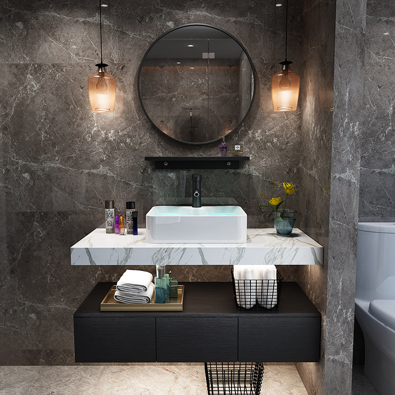 Marble Light Lavish Bath Room Cabinet Composition Minima Modern Makeup Room Small Family Type Hand Wash Washbasin Bathroom Wash Table