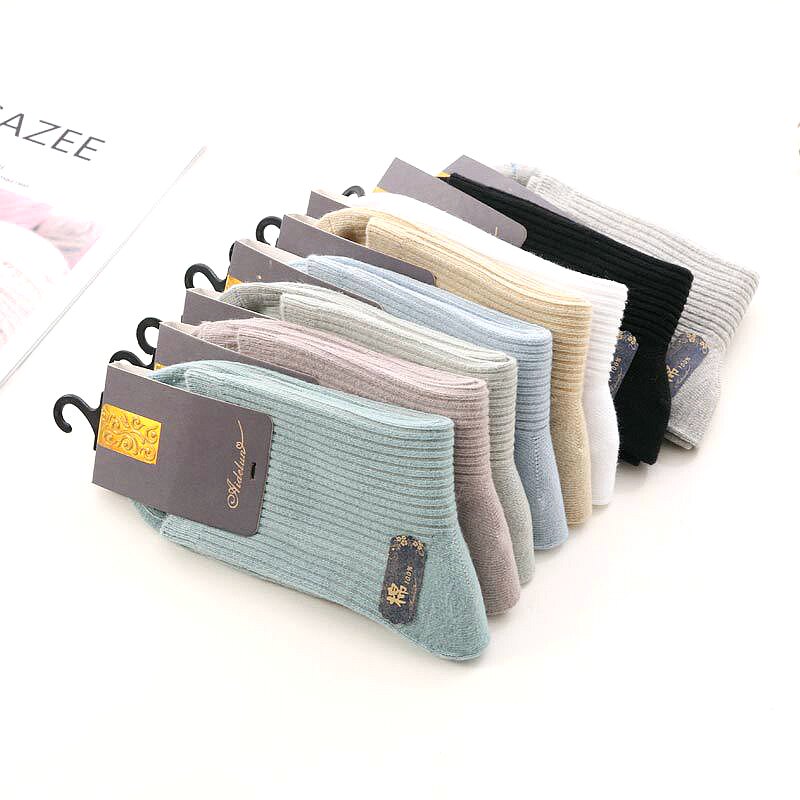 (5 double - fitted) New Fall - Winter Female soft - breathable soft - air - breathable all cotton Japanese retro - colored lady stockings