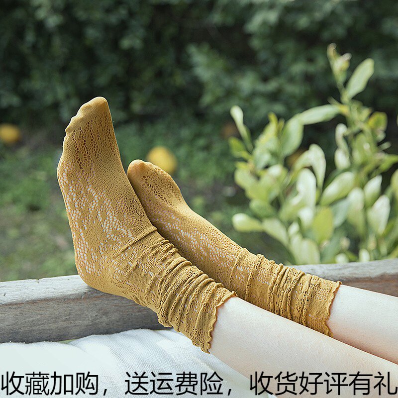 Spring Autumn Thin-shaped hollowed out Velvet Bubble Socks Woman Pure Breathable Silk Stockings Day Lace Socks Sport Brief Socks for short socks