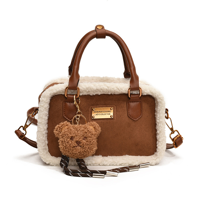 High-End Retro Handbag, Lambskin Suede Boston Women's Bag, 2026 New Casual Shoulder Crossbody Bag High-End Retro Handbag, Lambskin Suede Boston Women's Bag, 2026 New Casual Shoulder Crossbody Bag