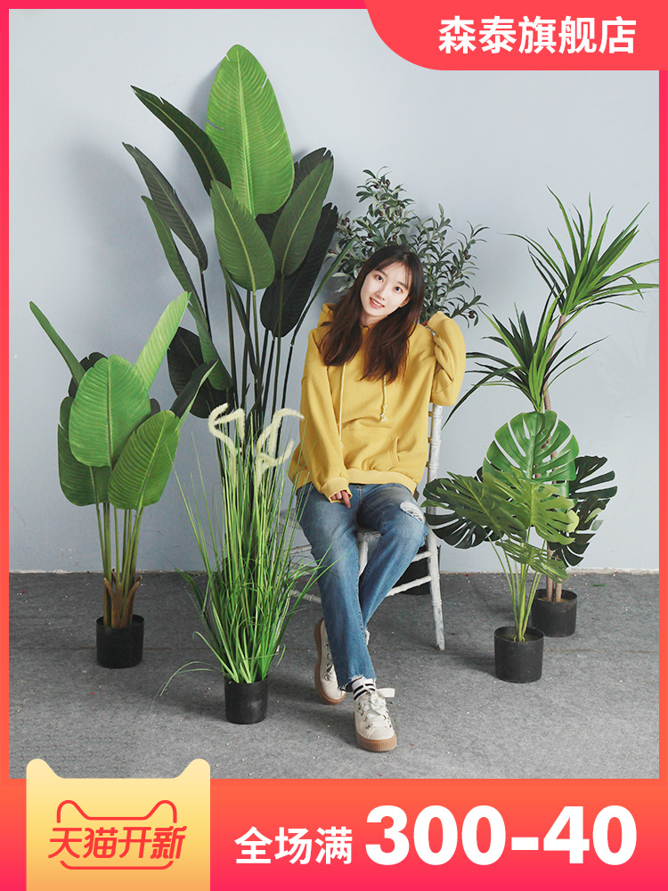 Nordic simulation plant decoration floor-to-ceiling fake traveler banana turtle back leaf ins wind ornaments Large green plant indoor potted plants