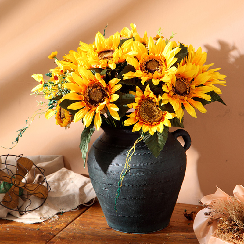Oil painting simulation sunflower bouquet European-style fake floral floral garnish with floral-dried flower-living room furnishing floral art