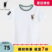 POLO SPORT boys short-sleeved pure cotton T-shirt 2021 new summer clothes middle and large children pure cotton short-sleeved T-shirt top