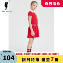 Polo Sport Paul Childrens clothing Female baby lapel solid color big red Girls Dress 99246A056