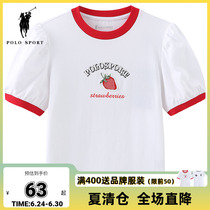 polosport girl short sleeve child t-shirt 2021 summer new pint girl pure cotton undershirt blouse