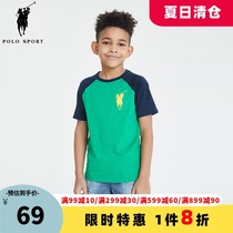 POLO SPORT childrens clothing Childrens boys short-sleeved t-shirt pure cotton baby half-sleeved Western style 2020 summer fashion tide children