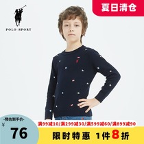 Polo Sport childrens clothing boys new British embroidery round neck pure cotton knitted sweater ASRQ320007