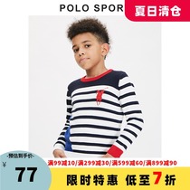 polo sport boys  knitwear Childrens round neck sweater 2021 early autumn childrens clothing pure cotton Western style printed sweater