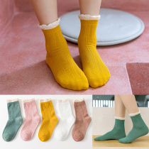 Girls socks spring and autumn pure cotton tube socks Girls foreign style Korean version of the princess thin section of the big child autumn and winter students