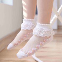 Girls Crystal Socks Cotton Summer Thin Children Breathable Princess Lace Socks Baby Summer Ice Silk Socks