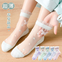 Baby childrens socks summer thin girl Crystal socks Ice Silk boat Socks bow summer breathable Princess socks