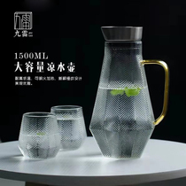  Heat-resistant high temperature explosion-proof household glass cold water kettle cool white open large capacity kettle Juice tie pot set water cup