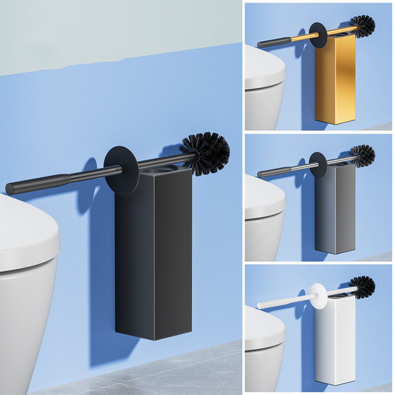 Heightened space aluminum toilet brush toilet cleaning brush deodorant long tube wall-mounted square set brush toilet home