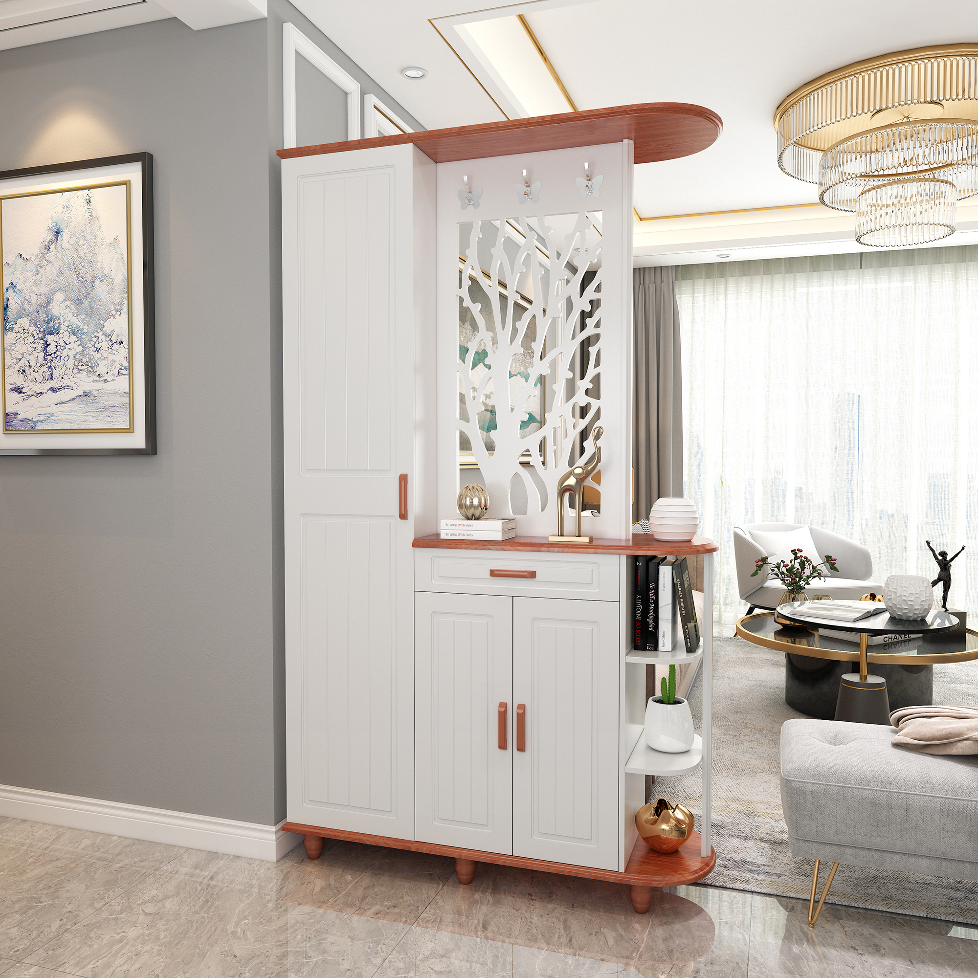 Modern minimalist entrance door Xuanguan Living room Screen Decorative Room Cabinet Entrance Shoes Cabinet Integrated Double-sided Storage Partition Cabinet